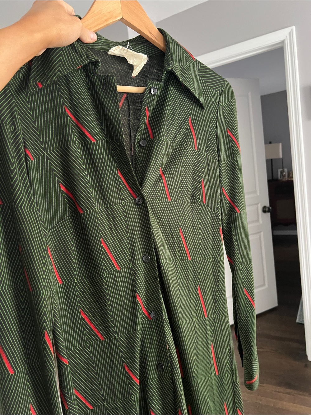 Dianne Von Furstenberg 1970’s vintage Green Button-Front Midi Dress - Picture 4 of 5